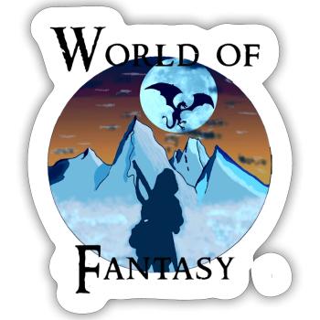 Guerrier dragon - world of fantasy - Sticker taille S (10 x 10 cm) - blanc mat - Devant