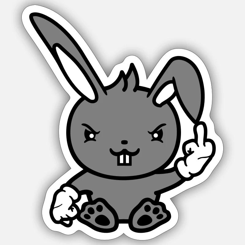 Hase Mittelfinger Zeigen Böse Frech Beleidigend Sticker Größe S (10 x 10 cm)