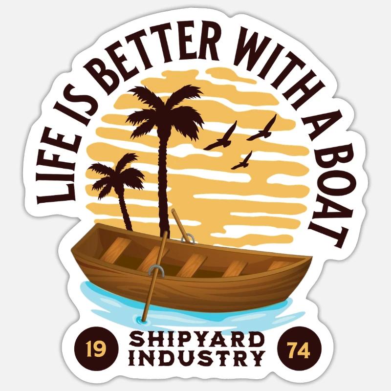 Conception de la vie en bateau Sticker taille S (10 x 10 cm)