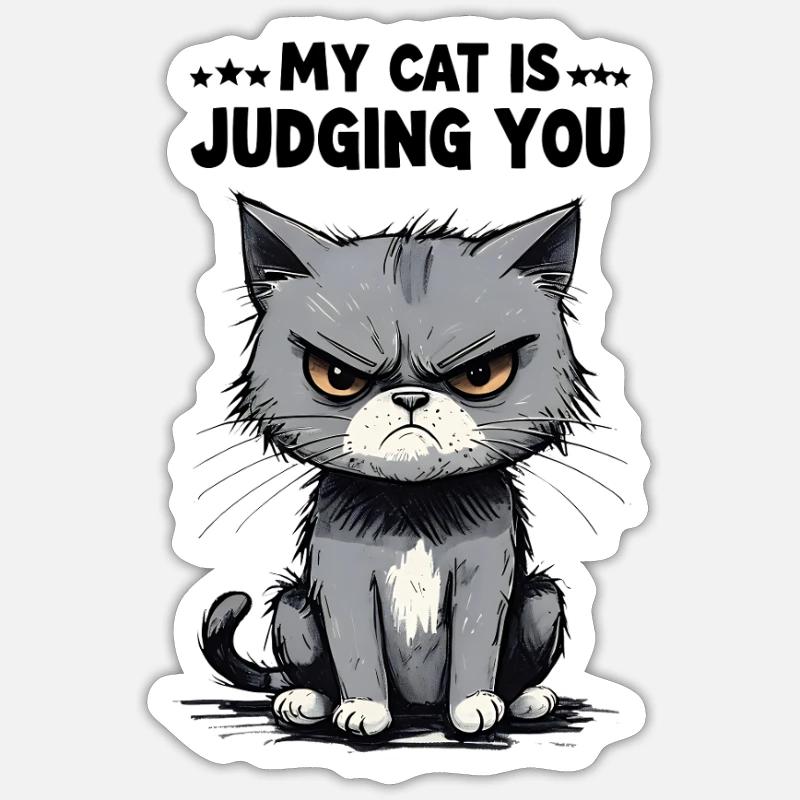 My Cat Is Judging You: Grumpy Tabby Sticker size S (10 x 10 cm)