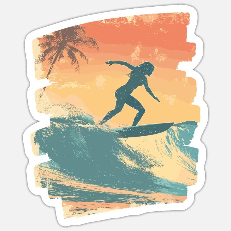 Surfer - Sticker Größe S (10 x 10 cm) - Mattweiß