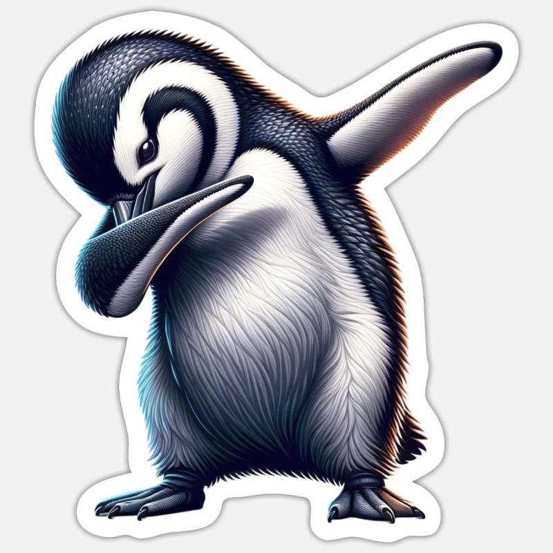 Dabbing Pingouin - Sticker taille S (10 x 10 cm) - blanc mat