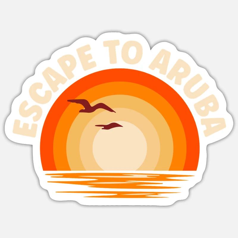 Je fuis vers Aruba - Sticker taille S (10 x 10 cm) - blanc mat