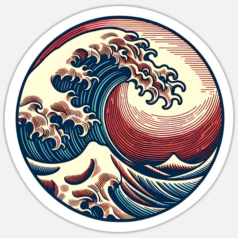 Vague - Sticker taille S (10 x 10 cm) - blanc mat