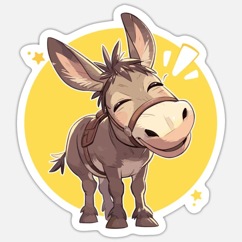 Donkey Esel - Sticker size S (10 x 10 cm) - white matte