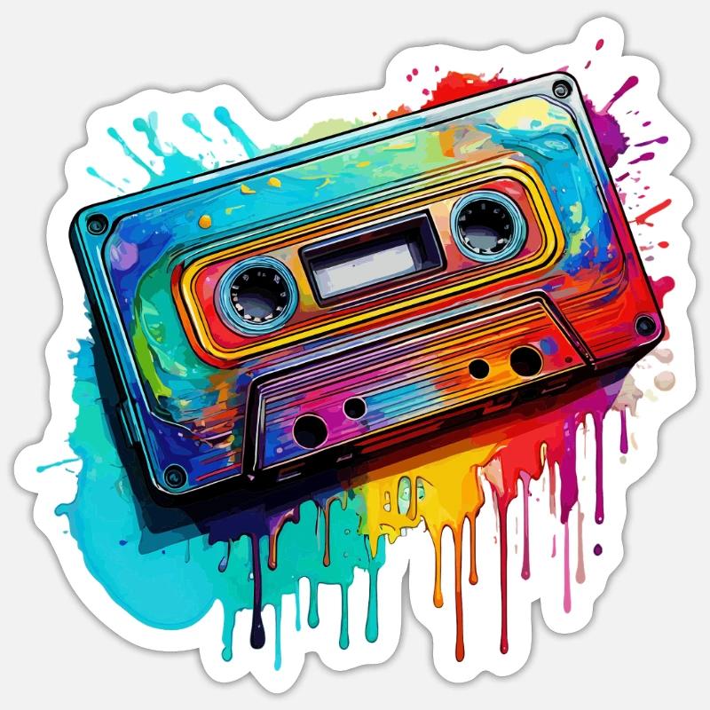 Cassette musicale - Sticker taille S (10 x 10 cm) - blanc mat