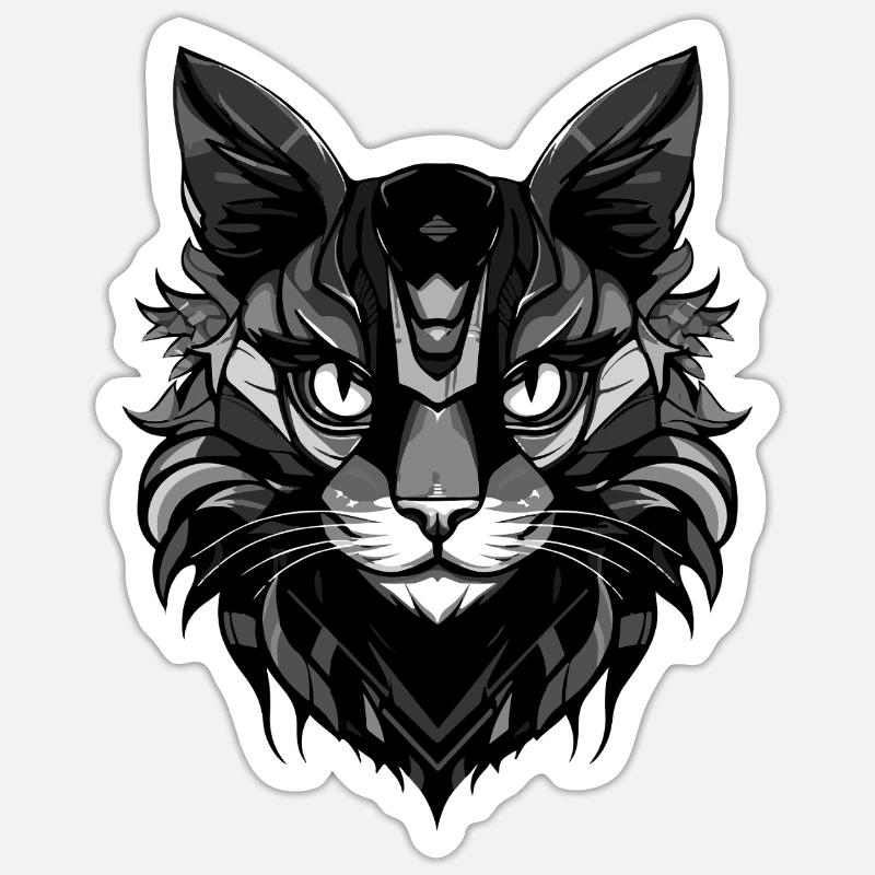 Tête de chat - Sticker taille S (10 x 10 cm) - blanc mat