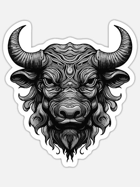 Bulle Portrait Taurus - Sticker Größe S (10 x 10 cm) - Mattweiß