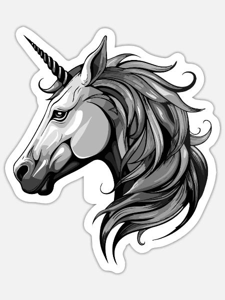 Einhorn Portrait - Sticker Größe S (10 x 10 cm) - Mattweiß