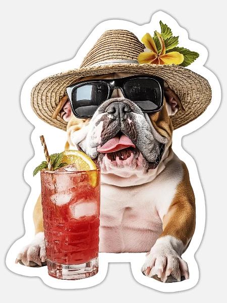 Bulldogge - Sticker Größe S (10 x 10 cm) - Mattweiß
