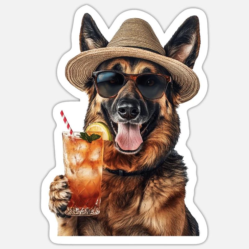Deutscher Pitbull-Schäferhund - Sticker Größe S (10 x 10 cm) - Mattweiß