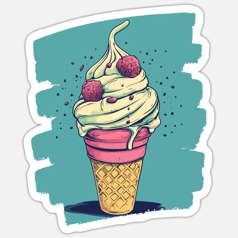 Eiscreme Eis Sticker Größe S (10 x 10 cm)
