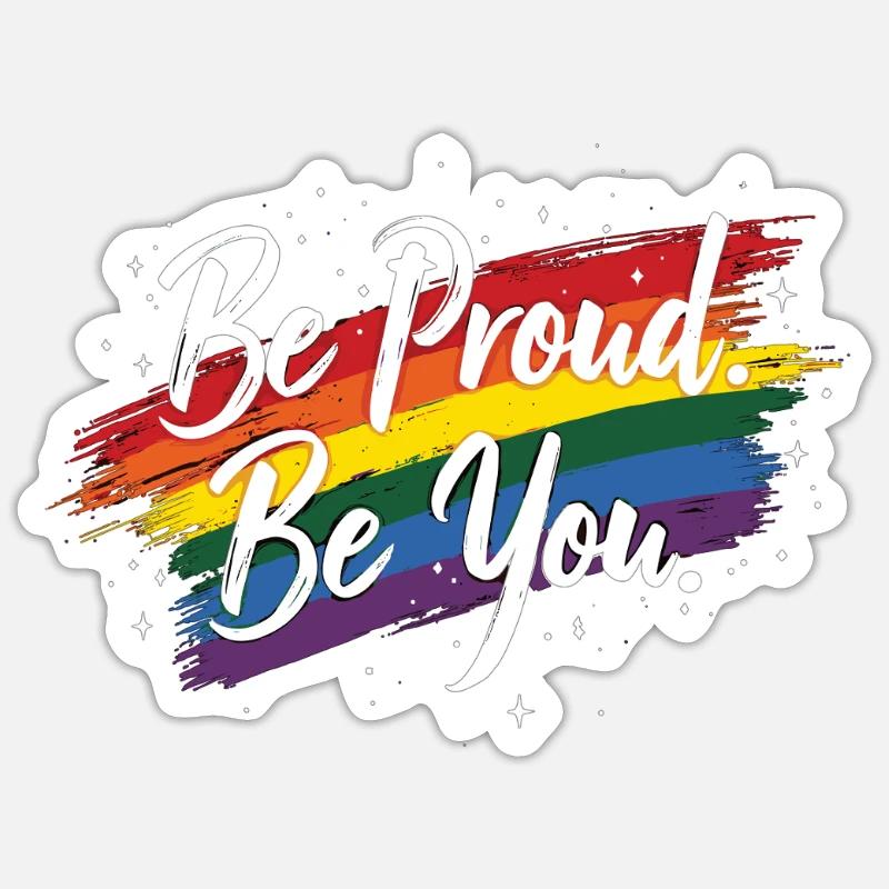 Pride Regenbogen LGBTQ+ Statement Stolz & Liebe - Sticker Größe S (10 x 10 cm) - Mattweiß