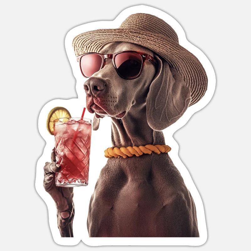Weimaraner - Sticker Größe S (10 x 10 cm) - Mattweiß