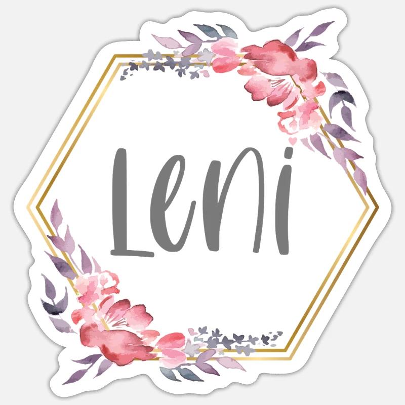Leni Mädchen Name personalisiertes Geschenk - Sticker Größe S (10 x 10 cm) - Mattweiß