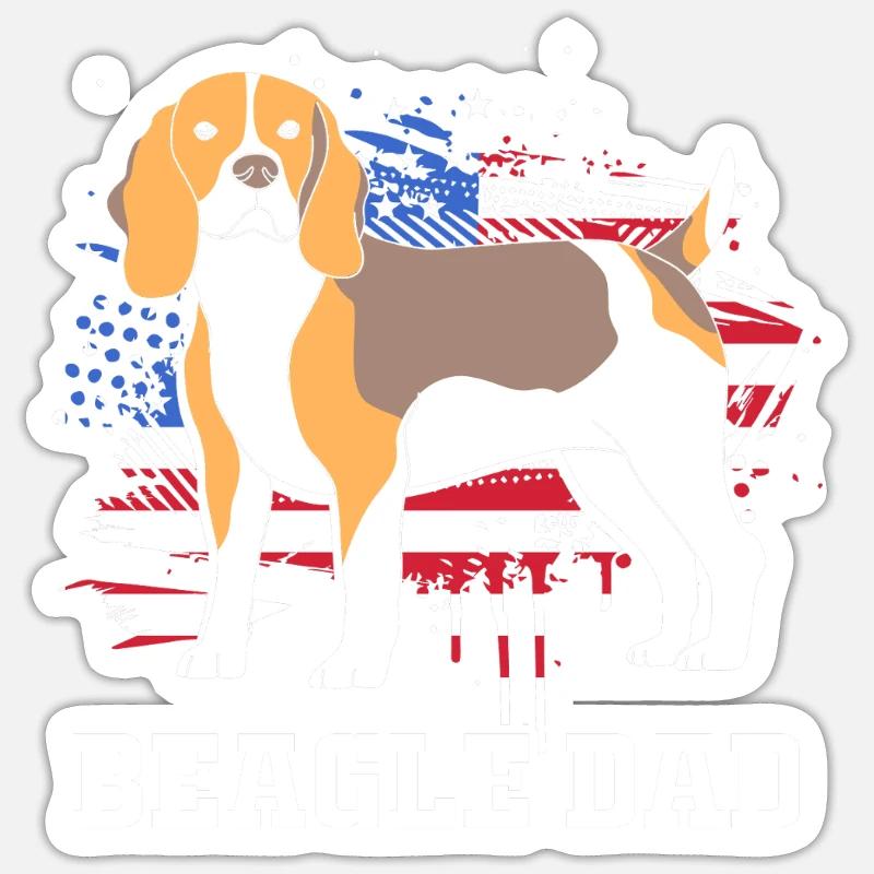 Papa Beagle - Sticker taille S (10 x 10 cm) - blanc mat