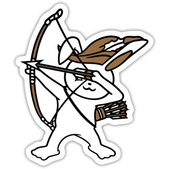 Rabbit Archer Medieval Arrow Bow Shooting - Sticker size S (10 x 10 cm) - white matte - Front
