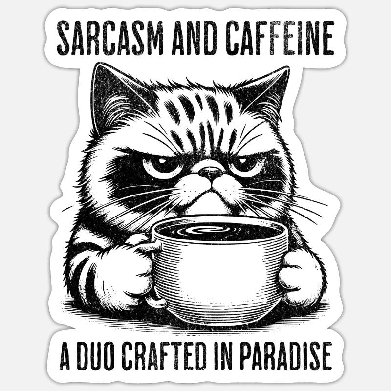 sarcasm and caffeine - Sticker size S (10 x 10 cm) - white matte