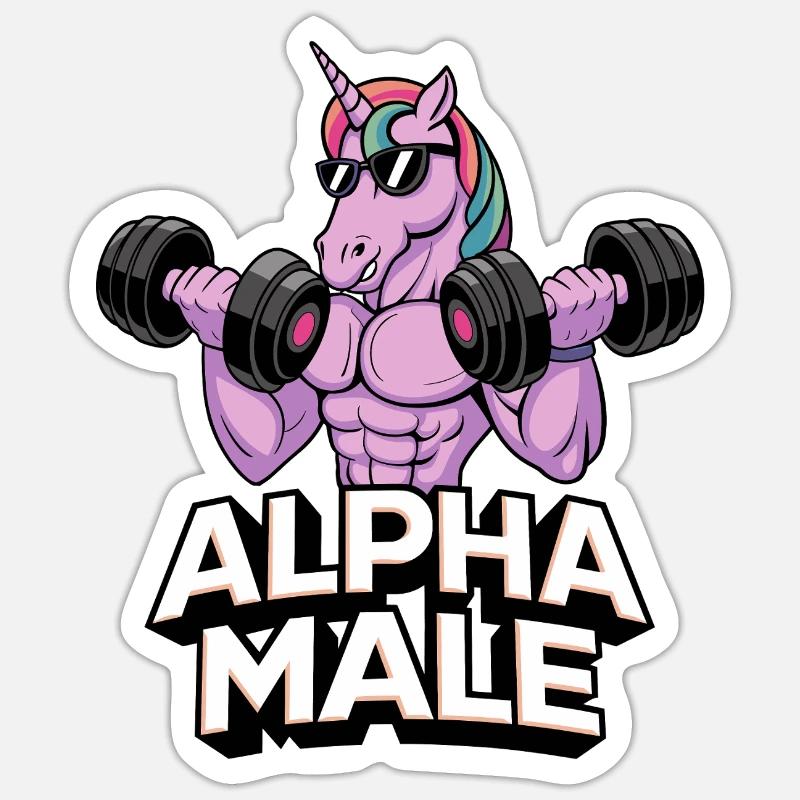 Regenbogen Alpha Man Einhorn Sticker Größe S (10 x 10 cm)