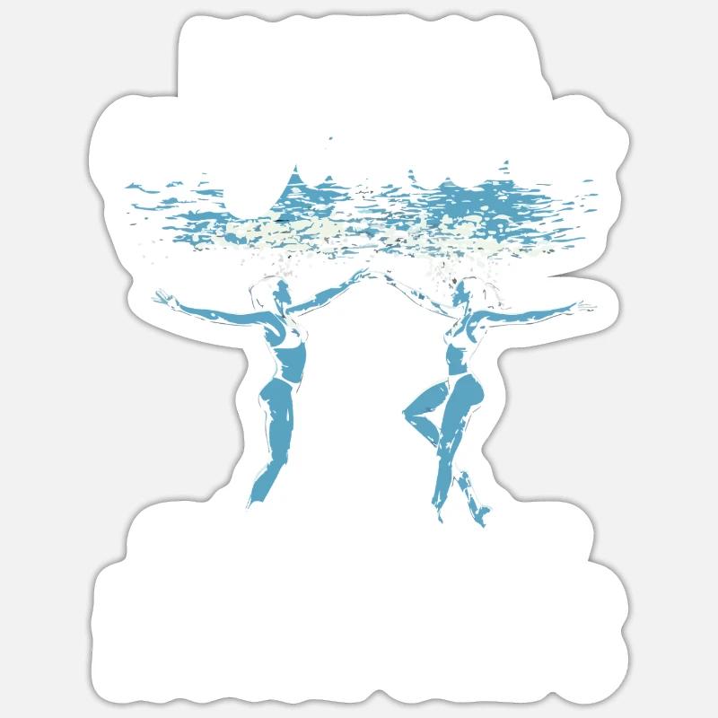 Synchronschwimmen Synchro Schwimmer - Sticker Größe S (10 x 10 cm) - Mattweiß