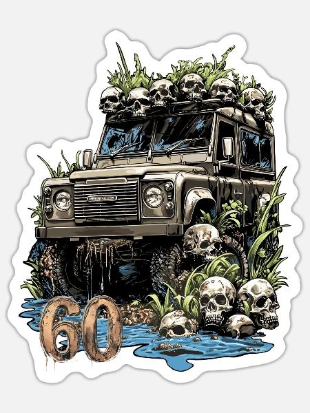 Offroad Off Road Birthday 60 - Sticker Größe S (10 x 10 cm) - Mattweiß