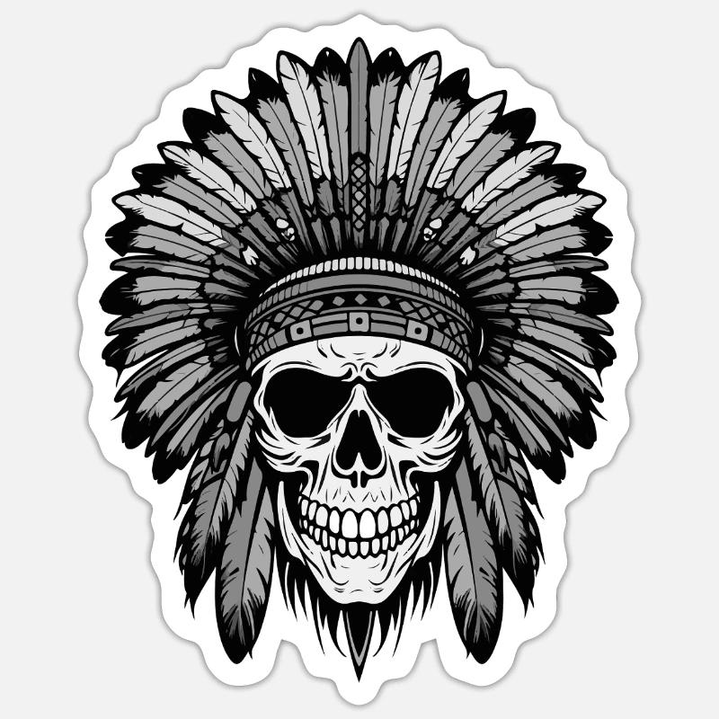 Apache Indian Chief Skull Sticker size S (10 x 10 cm)