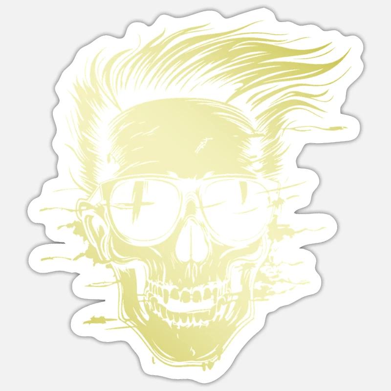 Punker Skull Party - Sticker Größe S (10 x 10 cm) - Mattweiß