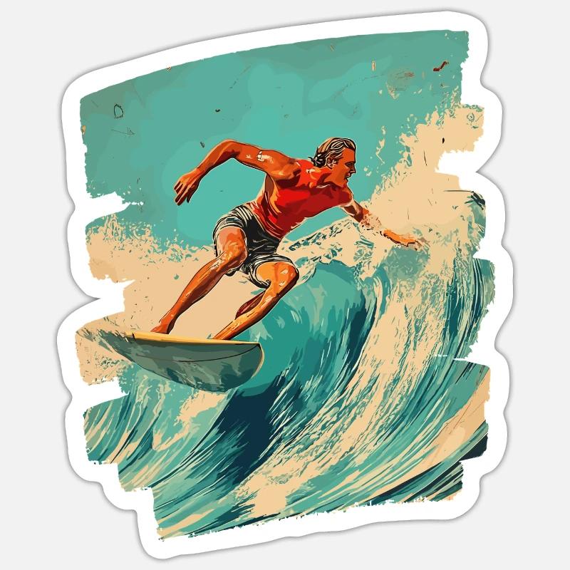 Surfeur - Sticker taille S (10 x 10 cm) - blanc mat