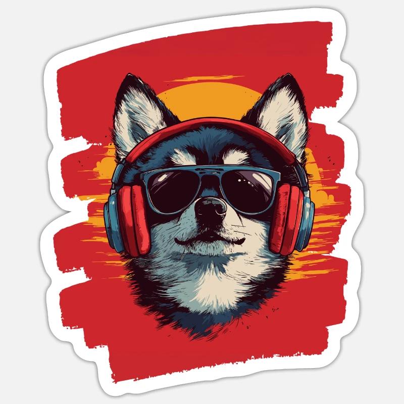 Pomsky - Sticker taille S (10 x 10 cm) - blanc mat