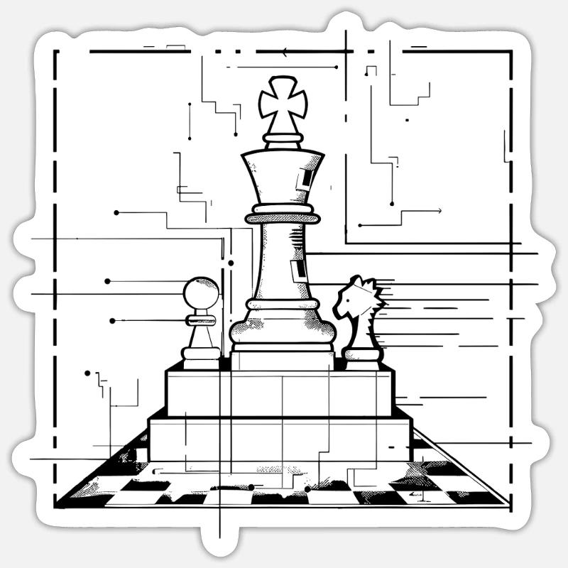 Graphiques de pièces d’échecs - Sticker taille S (10 x 10 cm) - blanc mat