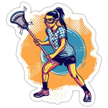 Oldschool Lacrosse Mädchen - Sticker Größe S (10 x 10 cm) - Mattweiß - Vorne