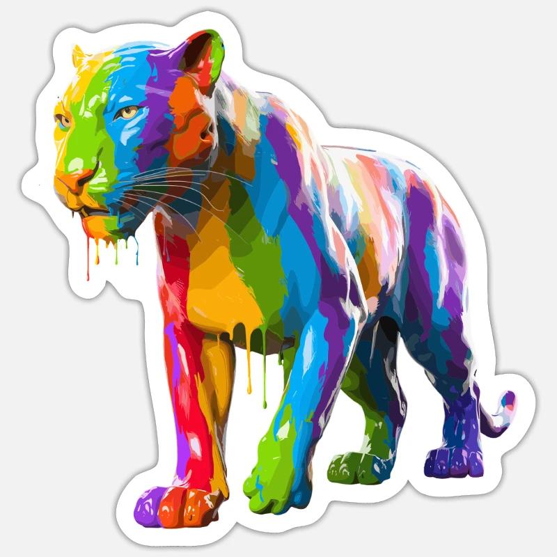 Farbspritzer Tiger mit Lebendigen Farben und Sticker Größe S (10 x 10 cm)
