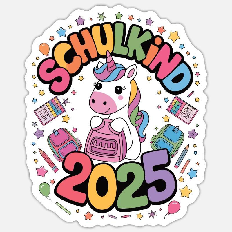Schulkind 2025 Einschulung Schulanfang - Sticker Größe S (10 x 10 cm) - Mattweiß