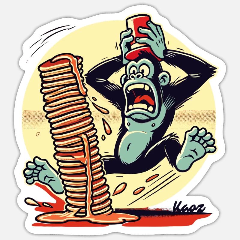 Pancake monkey – chaos with syrup Sticker size S (10 x 10 cm)