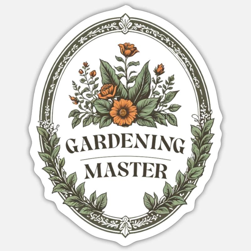 Emblem des Gartenmeisters - Sticker Größe S (10 x 10 cm) - Mattweiß