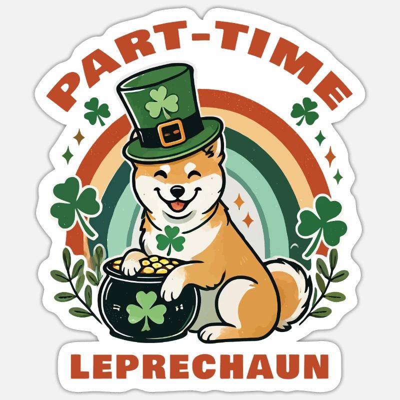 Teilzeit Leprechaun St. Patrick's Day - Sticker Größe S (10 x 10 cm) - Mattweiß