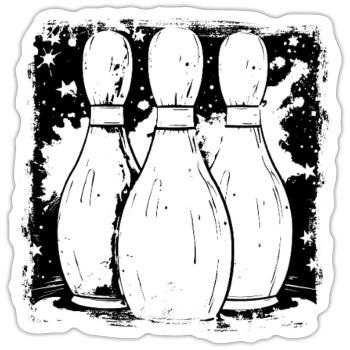 Bowling Pins Zeichnung - Sticker Größe S (10 x 10 cm) - Mattweiß - Vorne