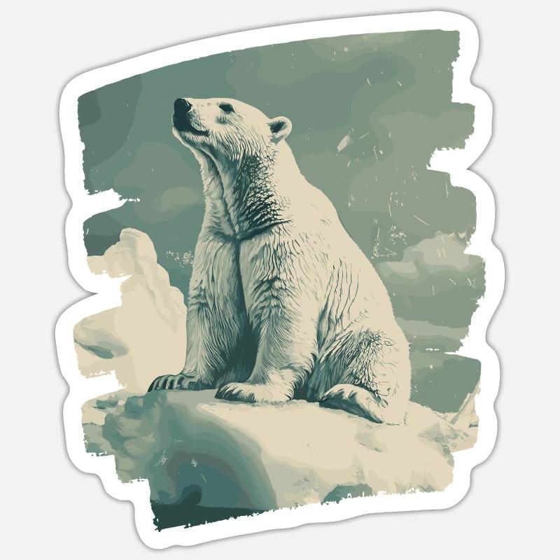 Ours blanc - Sticker taille S (10 x 10 cm) - blanc mat