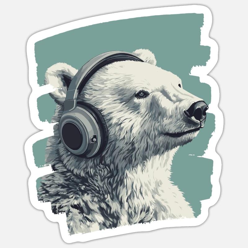 Ours blanc - Sticker taille S (10 x 10 cm) - blanc mat