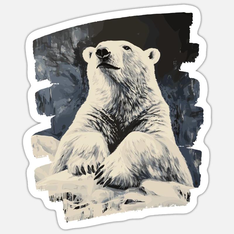 Ours blanc - Sticker taille S (10 x 10 cm) - blanc mat