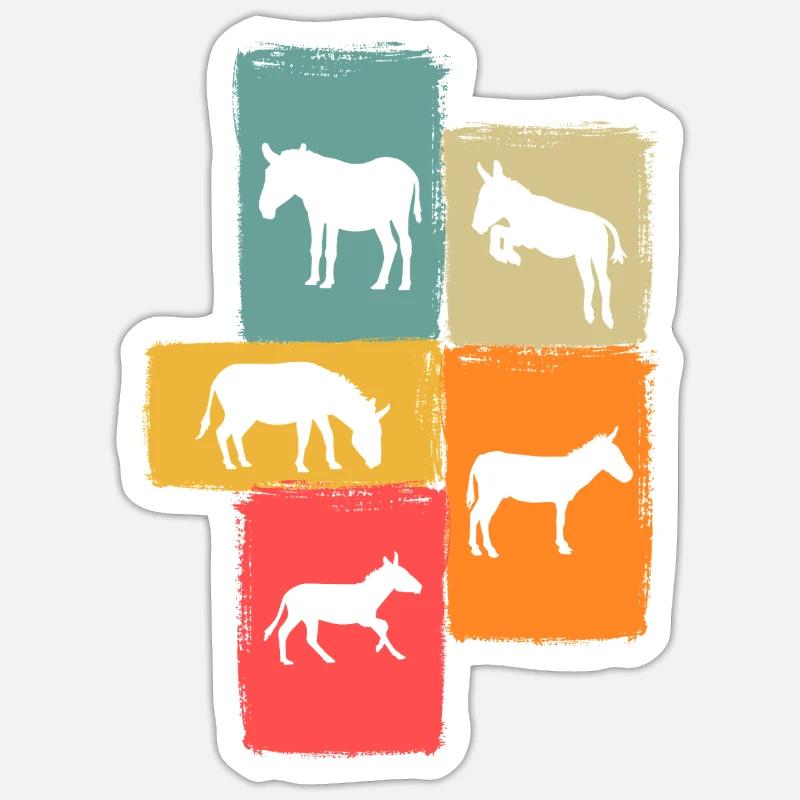 Âne - Sticker taille S (10 x 10 cm) - blanc mat