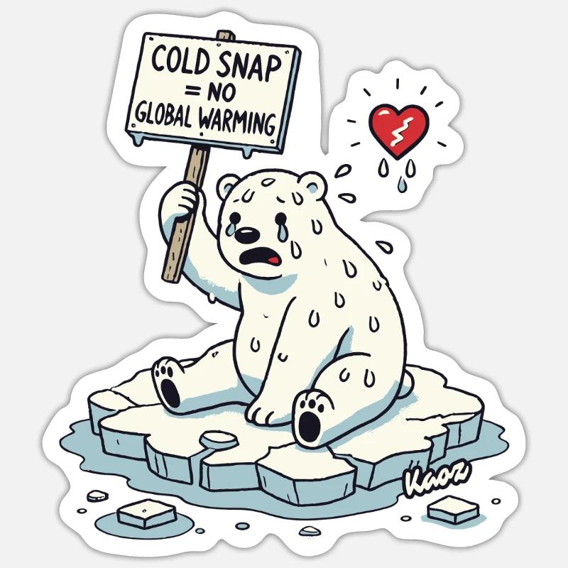 Sweating Polar Bear Climate Change Protest Sticker size S (10 x 10 cm)