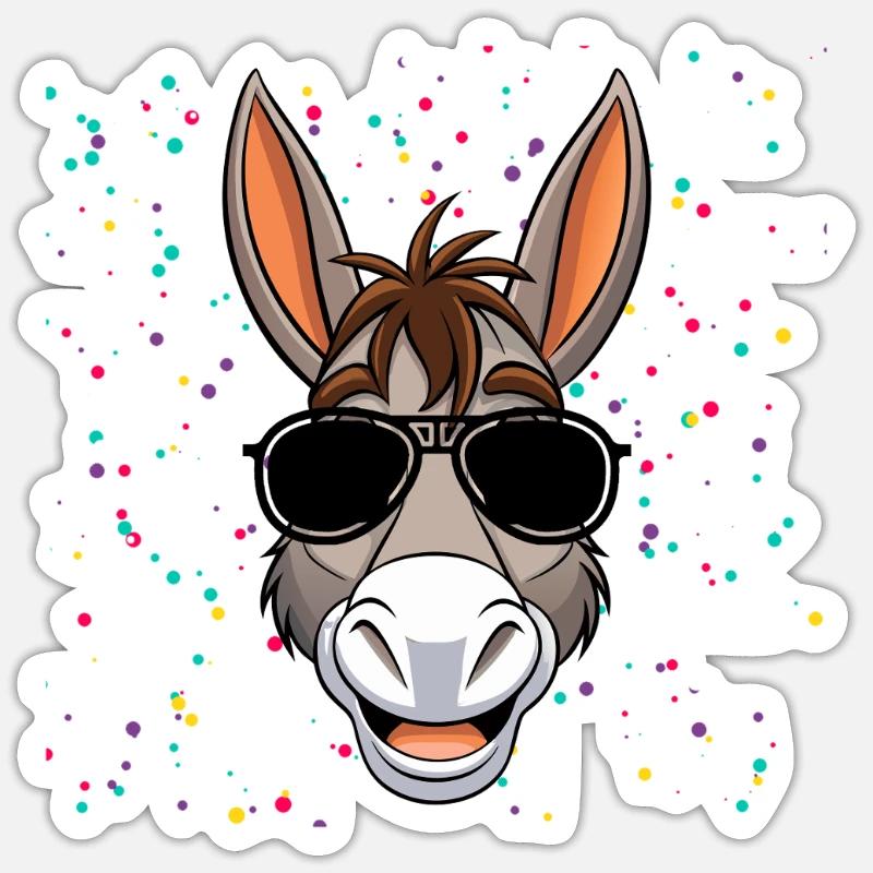 Âne - Sticker taille S (10 x 10 cm) - blanc mat
