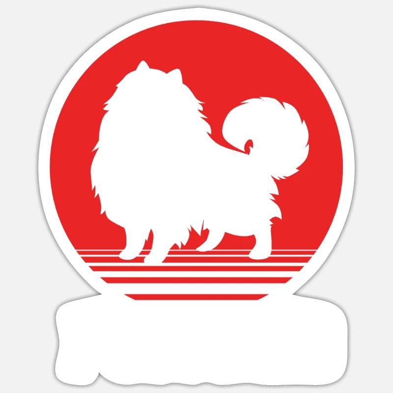 Zwergspitz Pomeranian - Sticker Größe S (10 x 10 cm) - Mattweiß