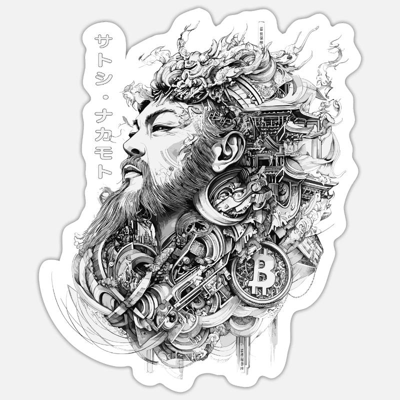 Bitcoin Satoshi Nakamoto Crypto Mining Blockchain Sticker Größe S (10 x 10 cm)