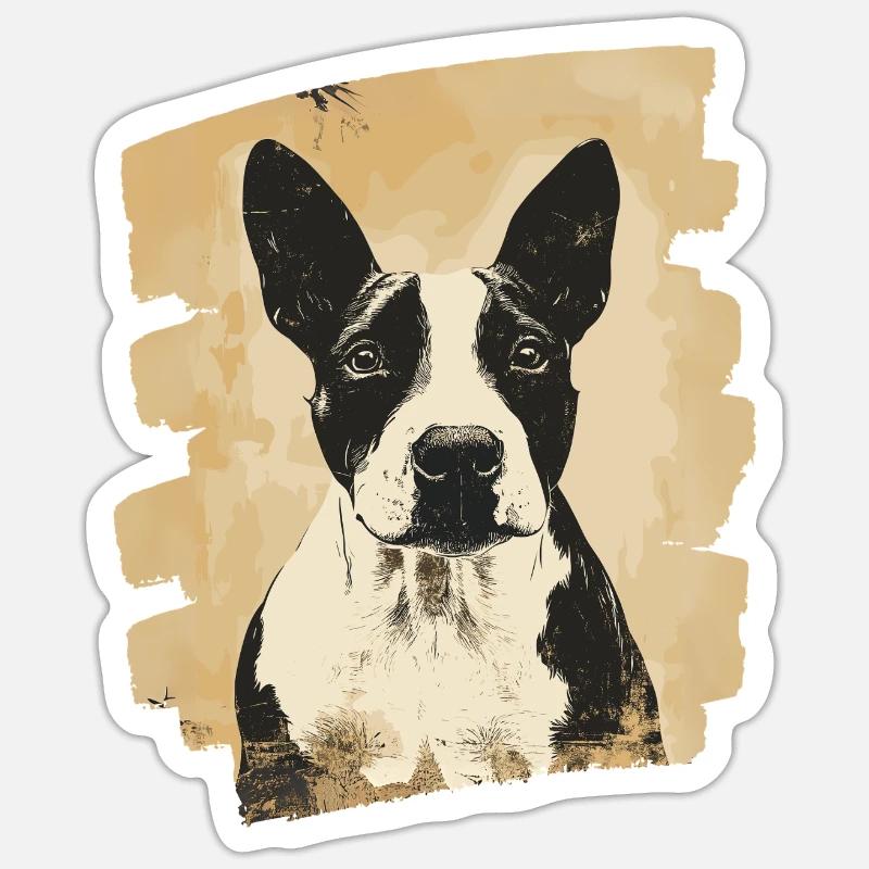 Bullterrier Kampfhund Hunderasse - Sticker Größe S (10 x 10 cm) - Mattweiß