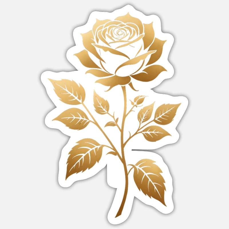 Gold Rose Elegance - Sticker size S (10 x 10 cm) - white matte