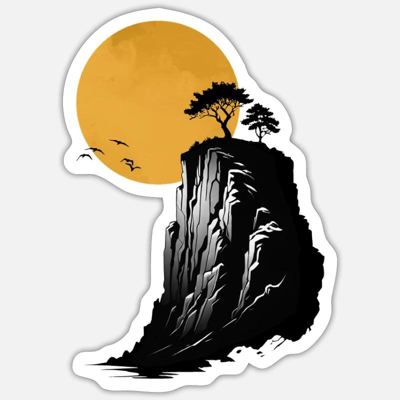 Cliffside Solitude - Sticker size S (10 x 10 cm) - white matte