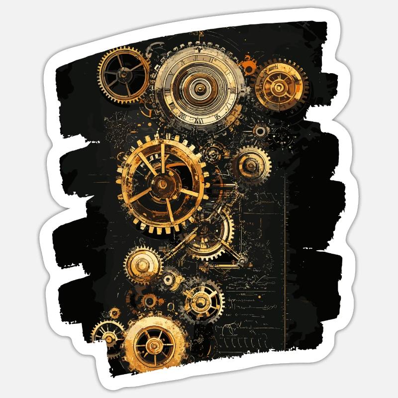Steampunk Clockwork Sticker size S (10 x 10 cm)
