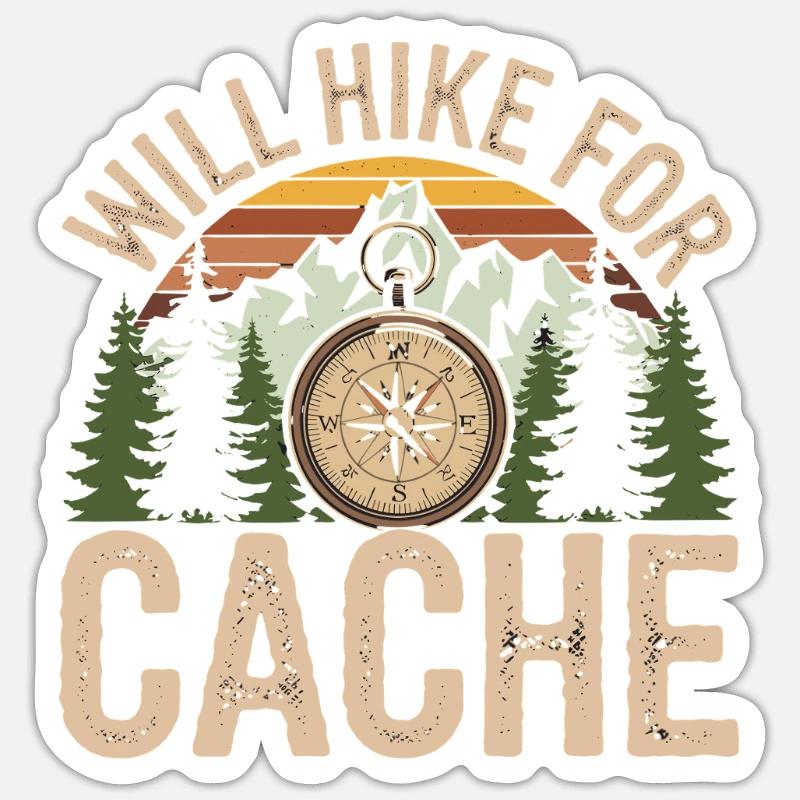 I Hike For Cache Adventure Compass Sticker size S (10 x 10 cm)